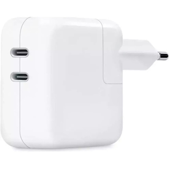Apple Φορτιστής Χωρίς Καλώδιο με 2 Θύρες Dual USB-C 35W Power Adapter (MW2K3ZM/A) White EU