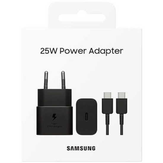 SAMSUNG POWER ADAPTER 25W LOW STANDBY USB-C CABLE (3A/1m) EP-T2510 BLACK EU