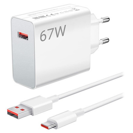 Xiaomi Φορτιστής με Θύρα USB-A και Καλώδιο USB-C 67W Power Delivery White (HyperCharge Combo BHR9465EU)