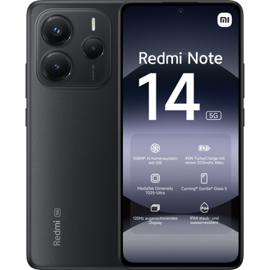 XIAOMI REDMI NOTE 14 5G 256GB ROM/8GB RAM MIDNIGHT BLACK EU